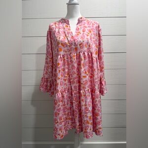 Michelle McDowell Pink/Orange Flowy Tiered Dress….